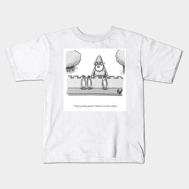 Classic Trojan Garden Gnome Cartoon Kids T-Shirt by abbottcartoons